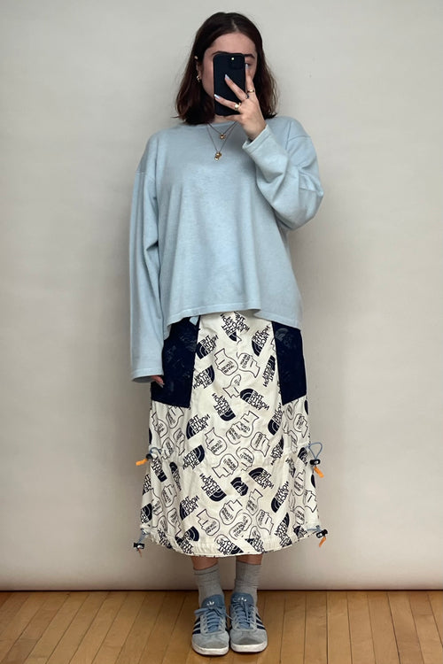 X The North Face Cream & Navy Printed Skirt