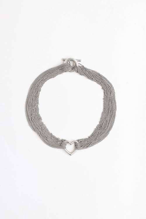 Tiffany & Co. Sterling Silver Multi-Strand Heart Toggle Necklace