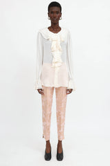 Blumarine Silk Ruffle Top