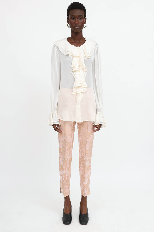 Blumarine Silk Ruffle Top