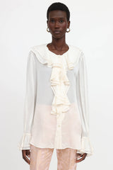 Blumarine Silk Ruffle Top