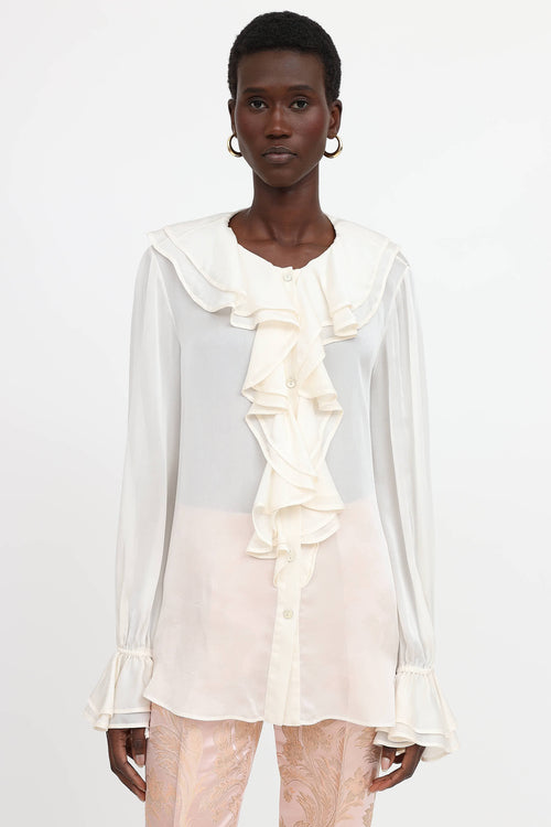 Blumarine Silk Ruffle Top