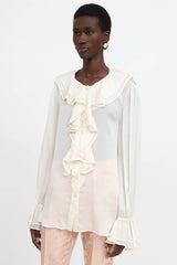 Blumarine Silk Ruffle Top