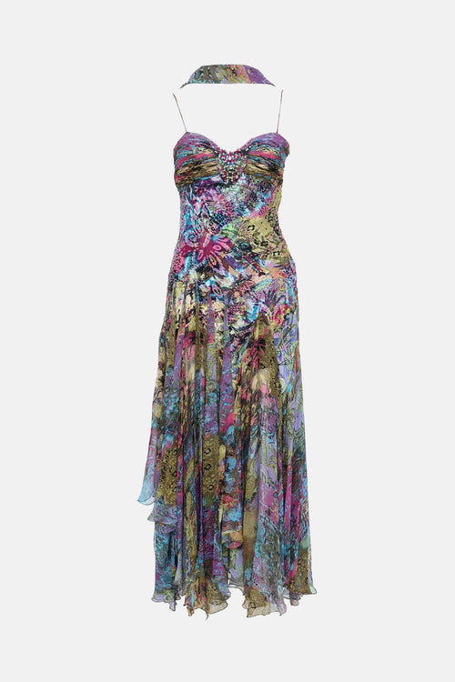 Diane Freis Beaded Ruffle Dress