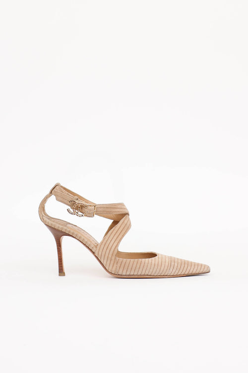 Chanel Suede Ribbed CC Pump