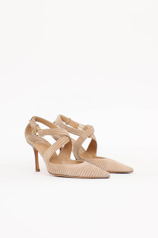 Chanel Suede Ribbed CC Pump