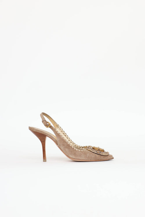 Prada Stone Whipstitch Slingback Pump