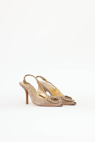 Prada Stone Whipstitch Slingback Pump