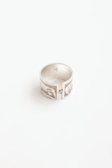 Fine Jewelry Sterling SIlver & Diamond Hand Engraved Band Ring
