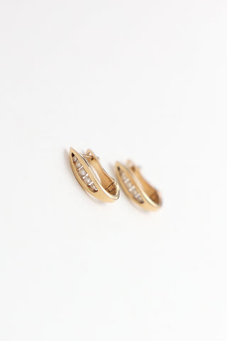 Fine Jewelry 14K Yellow Gold & Diamond Huggie Earrings
