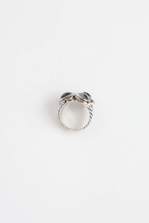 David Yurman Sterling Silver & 18K Gold Stone Mosaic Ring