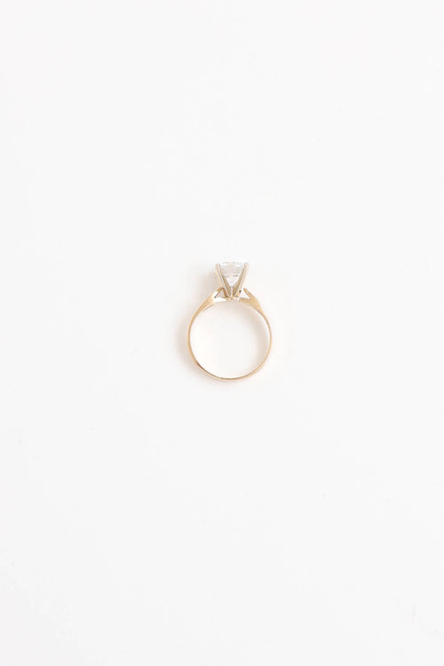 Fine Jewelry 14K Yellow Gold Cubic Zirconia Solitare Ring