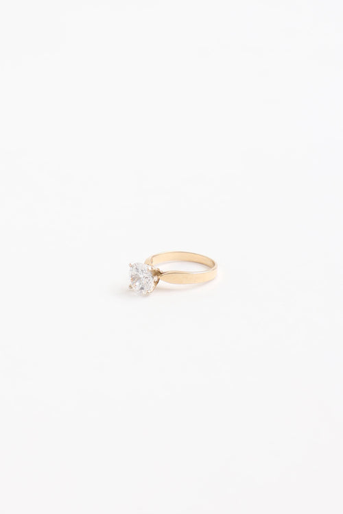 Fine Jewelry 14K Yellow Gold Cubic Zirconia Solitare Ring