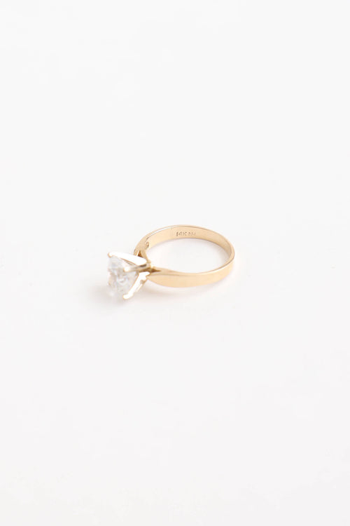 Fine Jewelry 14K Yellow Gold Cubic Zirconia Solitare Ring