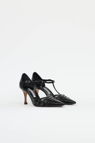 Manolo Blahnik T-Strap Mesh Heel