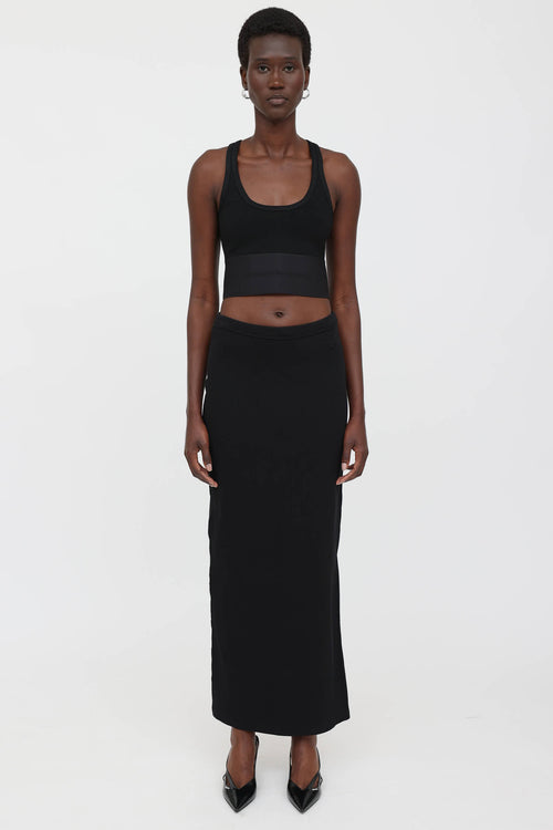 Ribbed Side Slit Skirt