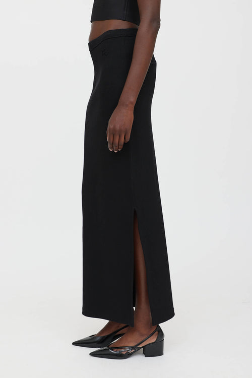 Ribbed Side Slit Skirt