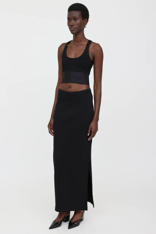 Ribbed Side Slit Skirt