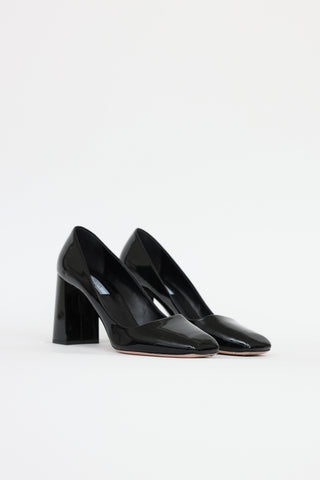 Prada Patent Square Toe  Pumps