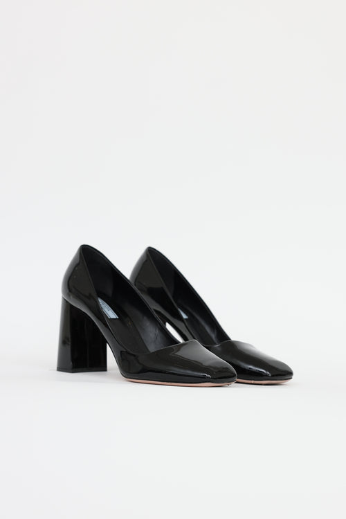 Prada Patent Square Toe  Pumps