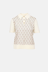 Tory Burch Silk Printed Polo Top