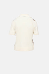 Tory Burch Silk Printed Polo Top