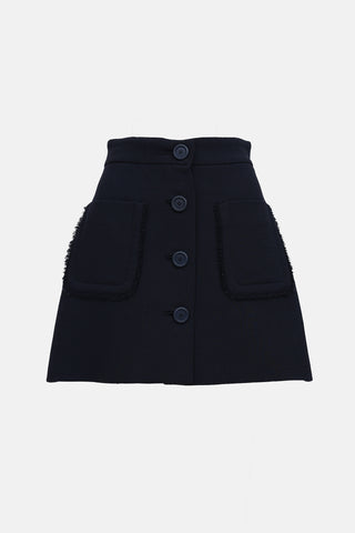 Miu Miu 2015 Wool Button  Skirt