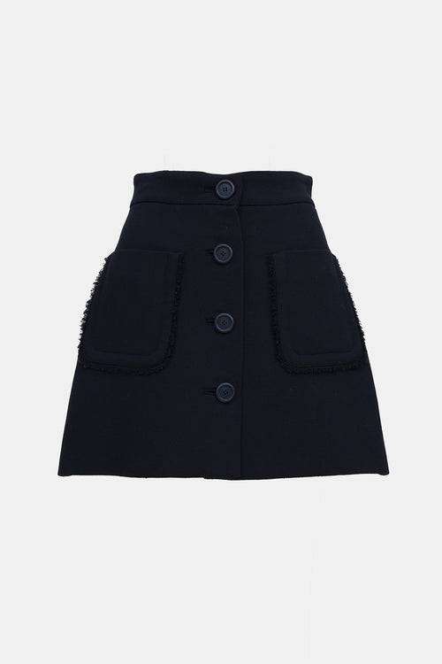 Miu Miu 2015 Wool Button  Skirt