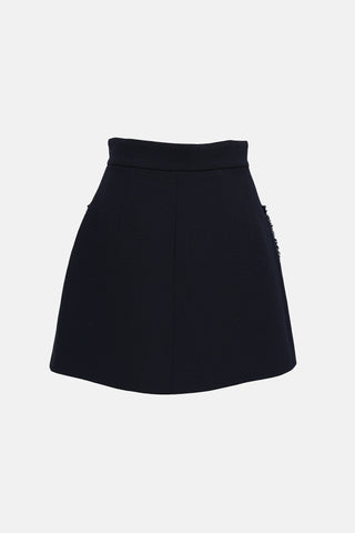 Miu Miu 2015 Wool Button  Skirt