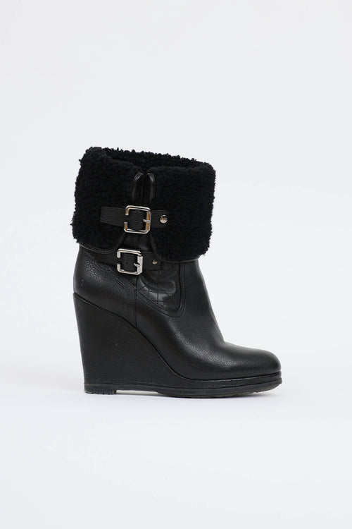 Dior Shearling Wedge Boot