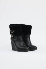Dior Shearling Wedge Boot