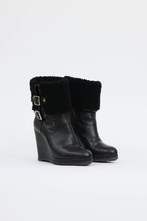 Dior Shearling Wedge Boot