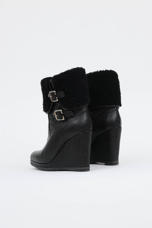 Dior Shearling Wedge Boot