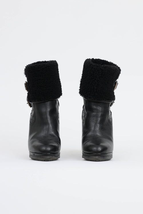 Dior Shearling Wedge Boot