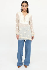 Just Cavalli Silk Sequin Embellished  Top