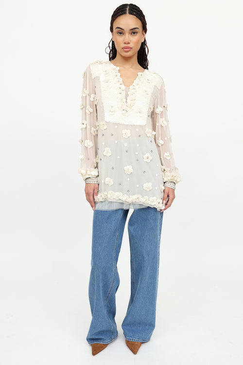 Just Cavalli Silk Sequin Embellished  Top