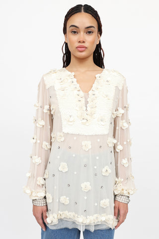 Just Cavalli Silk Sequin Embellished  Top