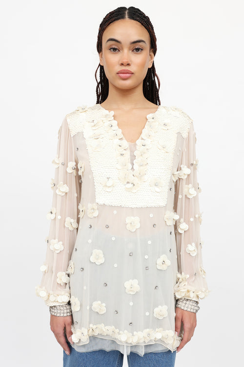 Just Cavalli Silk Sequin Embellished  Top