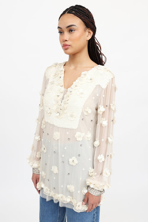 Just Cavalli Silk Sequin Embellished  Top