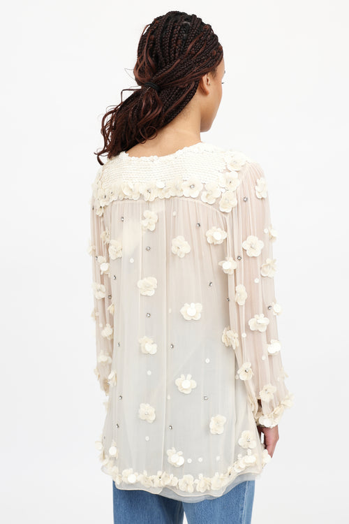 Just Cavalli Silk Sequin Embellished  Top