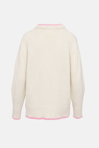 Lisa Yang Blanket Stitch Trim Knit Sweater