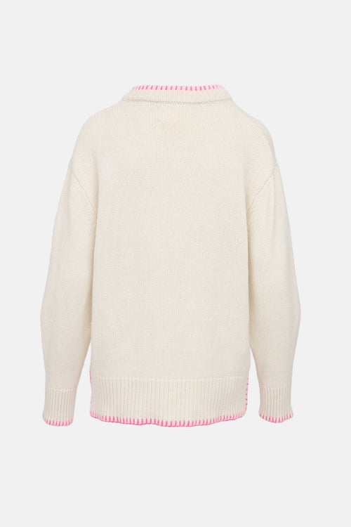 Lisa Yang Blanket Stitch Trim Knit Sweater