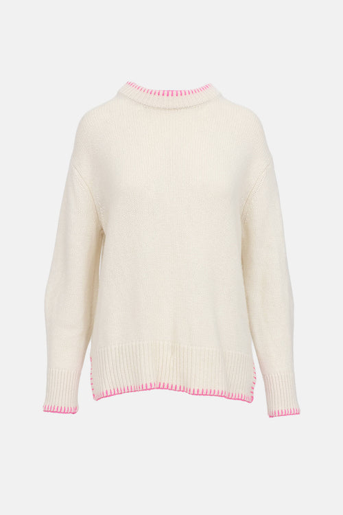 Lisa Yang Blanket Stitch Trim Knit Sweater