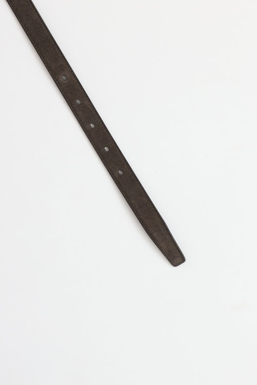 Saint Laurent Cassandre Slim Suede Belt