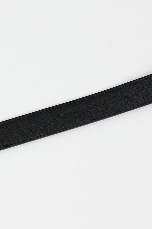 Saint Laurent Cassandre Slim Suede Belt