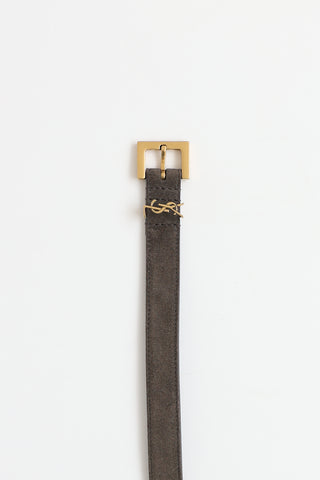 Saint Laurent Cassandre Slim Suede Belt