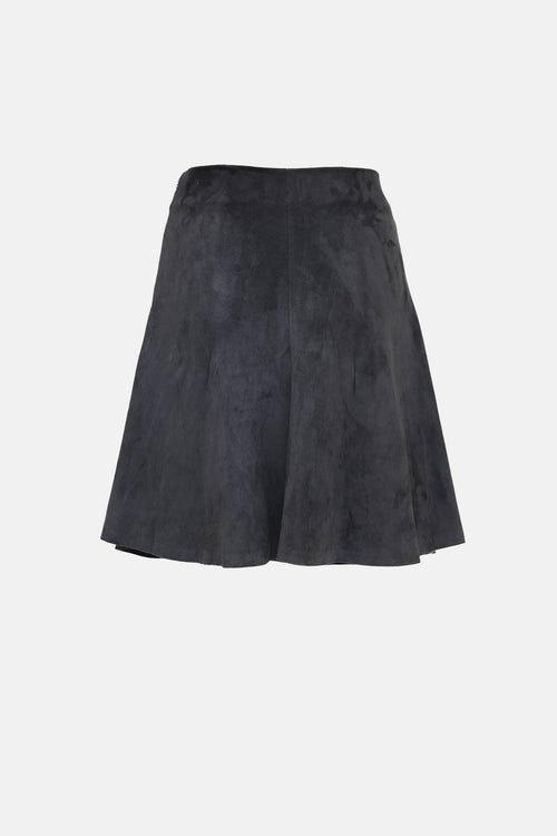 Brunello Cucinelli Grey Suede  Skirt