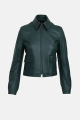 Akris Leather Button Jacket
