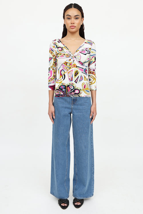 Emilio Pucci C. 2000's Patterned Twist Top