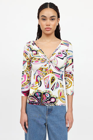 Emilio Pucci C. 2000's Patterned Twist Top